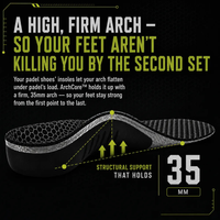 Side profile of the SOLVIX 35mm structural arch, the firm support that holds under padel's lateral load
